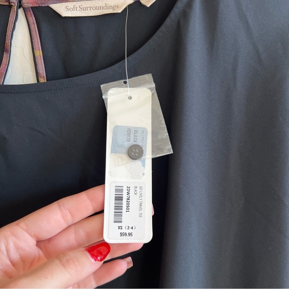 NWT Soft Surroundings Go Lively Travel Tee Top Black Womens XS - Picture 4 of 7